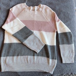 Cute Pink & Gray Knit Sweater